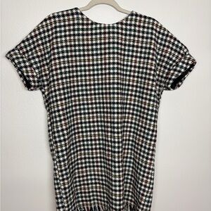Zara Black and White Houndstooth Dress with Red Accents